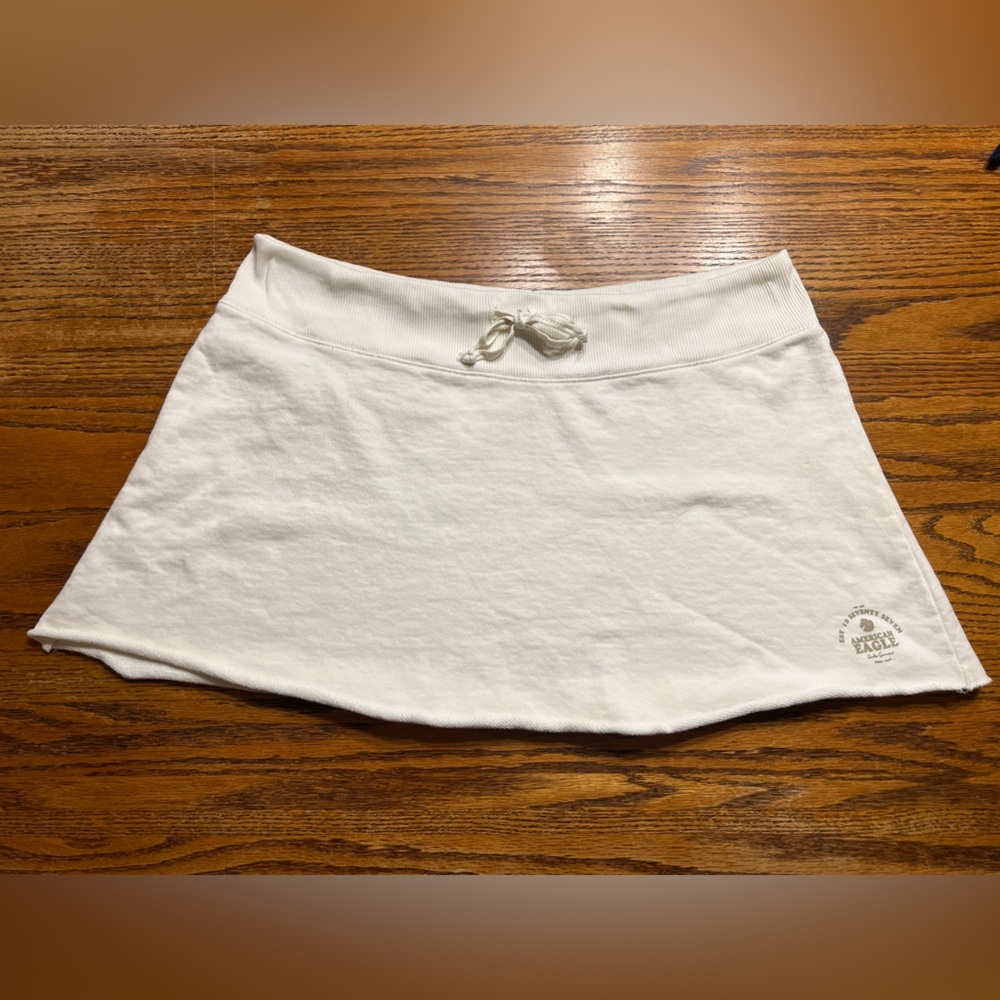 Vintage Y2K American Eagle Cream Mini Skirt Tenniscore Soft Girl Cotton